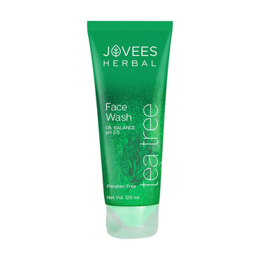 Jovees Herbal Tea Tree Oil Control Face Wash for Oily & Sensitive Skin | Paraben & Alcohol-Free, Controls Oil, Prevents Breakouts, Remove Dead Skin | Gentle Cleanser For All Skin Types - 120ml